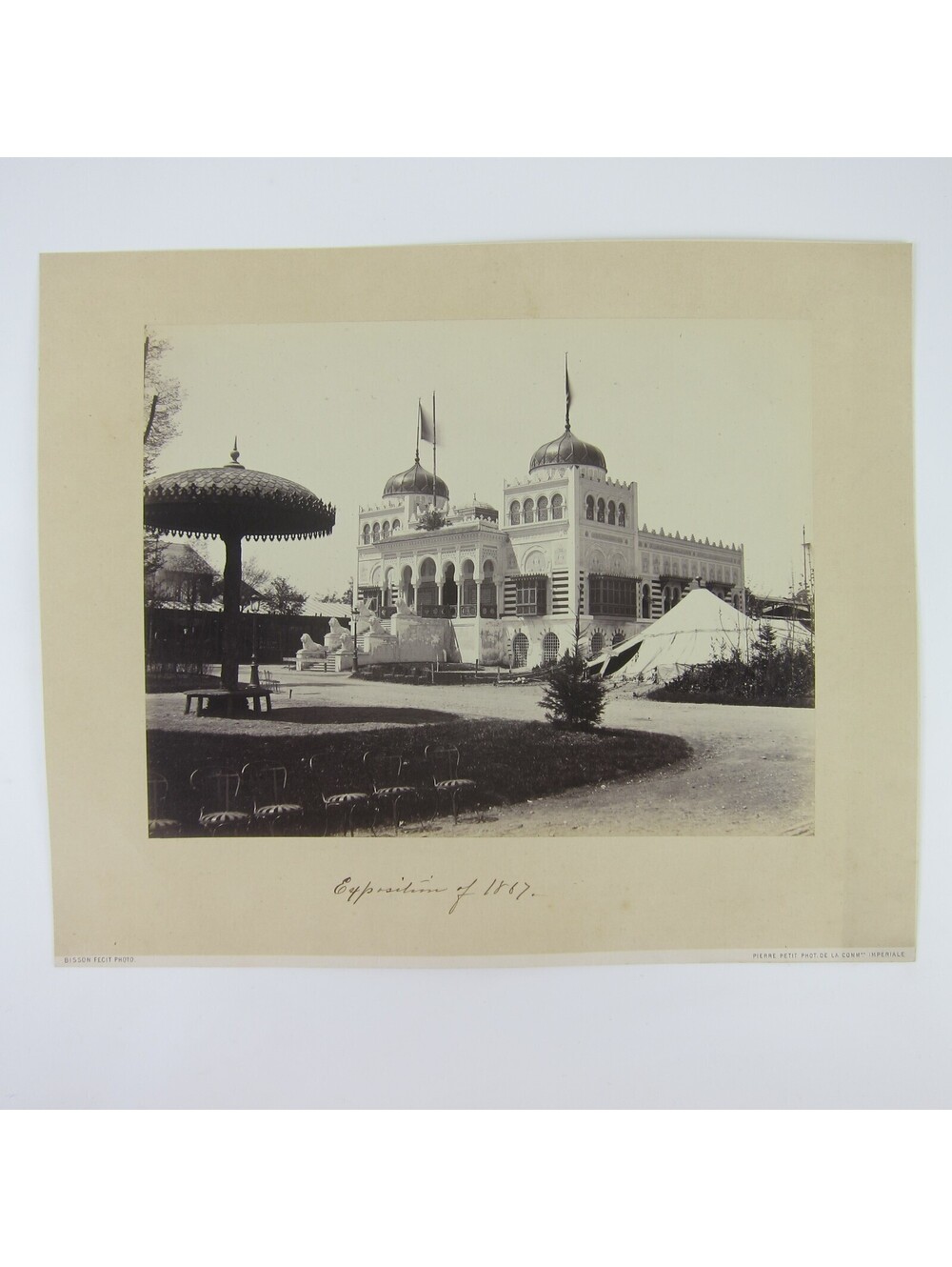 1867 Paris Worlds Fair Photo Print LARGE Tunisia Pavilion Bisson Antique RARE